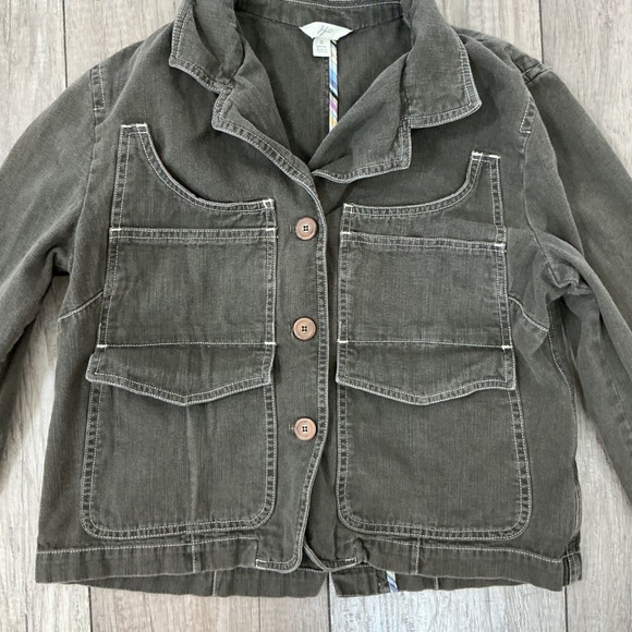 J. Jill Utility Jacket Corduroy Button Down Pockets Olive Green Small Petite - Picture 4 of 6